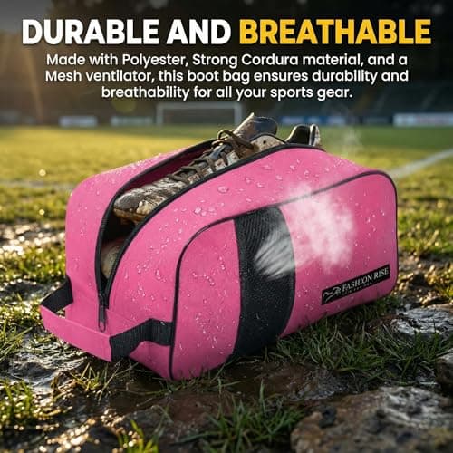 Waterproof Sports Boot/Shoe/Travel Bag for Football Cricket Rugby Golf Toiletry Gym for Men/Women (Black & Pink, 2 Pcs) — view 3