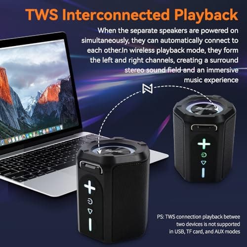 CYBORIS 2 in 1 Bluetooth Speaker, Split Speakers Wireless Bluetooth 5.4 with RGB Light, 30W Loud Stereo Sound, Waterproof, 24H Playtime, Splittable, Portable Bluetooth Speaker for Outdoor Travel,Sport — view 4