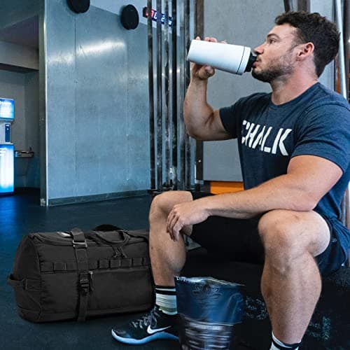 Lyweem Duffle Bag for Men, 60L Travel & Gym Duffel Bag Large Size for Women Waterproof Sports Holdall Bags Weekend Overnight with Shoes Compartment, Black — view 6
