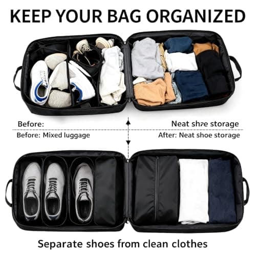 5 Pack Travel Shoe Bags – Large Oxford Fabric Shoe Pouches for Luggage, Dustproof Black Storage Organizer for Men Women Suitcases, Gym & Closet with Carry Handle & Smooth Zipper — view 4
