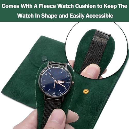 Travel Watch Case, Faux Leather Box with Clip Closure, Lined Interior — view 5