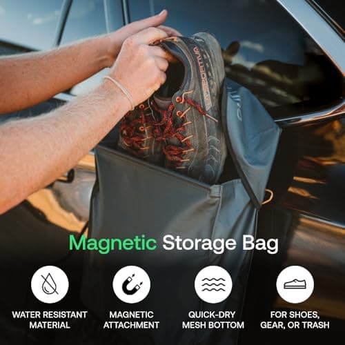 LUNO Magnetic Gear and Shoe Storage Bag - Water Resistant, Magnetic Attachment, Quick-Dry Mesh Bottom | Quick and Easy Install | Great for Shoes, Gear, or Trash While Camping — view 3