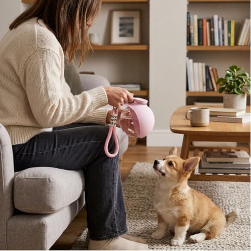 Dog Water Bottle, Portable Pink Plastic Pet Water Dispenser — view 5