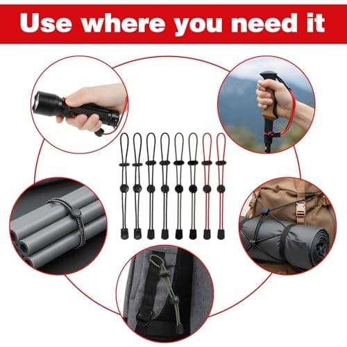 8 Pack Backpack Hiking Stick Holders, Backpack Accessories Gear Bungee Cord, Stick Holder Elastic Rope Fasteners Lanyard Fixing Buckle for Trekking Pole Walking Camping Equipment (4 Colors) — view 6