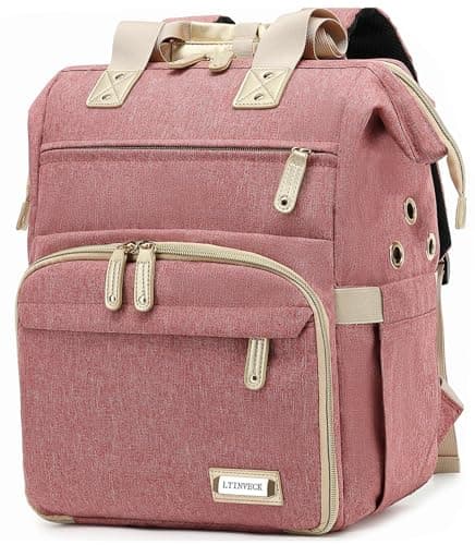 Knitting Bag Backpack, Yarn Storage Organizer Travel Crochet Bag with USB Charging Port, Large Capacity Tote Bag Yarn Holder Case for Carrying Projects, Knitting Needles, Crochet Hooks - Pink