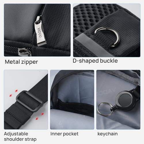 BROADREAM Small Sling Bag Cross Body Chest Shoulder Bag for Men Women - FRID Blocking Pocket and Adjustable Straps Crossbody Bag, Water Resistant Bum Bags for Runner Workout Hiking Cycling Travelling — view 6