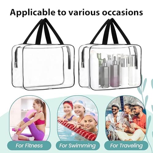 10 Pack Large Clear Makeup Bags Bulk, Plastic Toiletry Bag with Handle — view 4