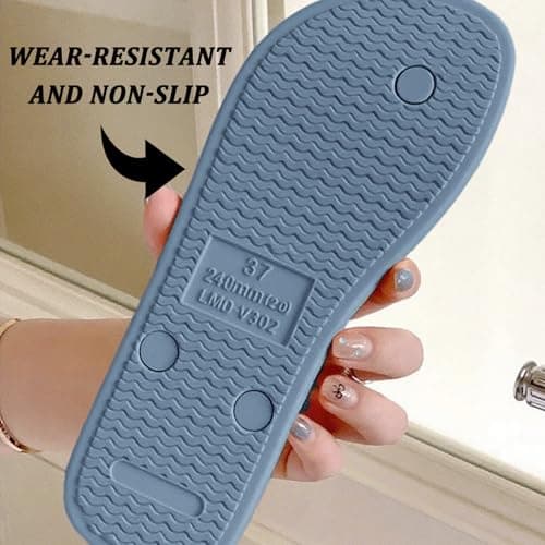 JiaYouLC Unisex Flip Flops Rubber Flatform Beach flipflops Slip-Resistant Flat Flip-Flop for Shower Swimming Pools (Grey-A, Adult, Men, 6, Numeric Range, UK Footwear Size System, 7, Medium) — view 2