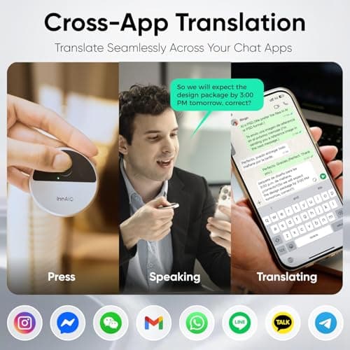 InnAIO Language Translator Device, Real-Time Voice Translation, 140+ Languages, Two-Way Translation with Voice Cloning, Real-Time Voice/Text/Photo Translation | Offline Support, AI Meeting Summary — view 4