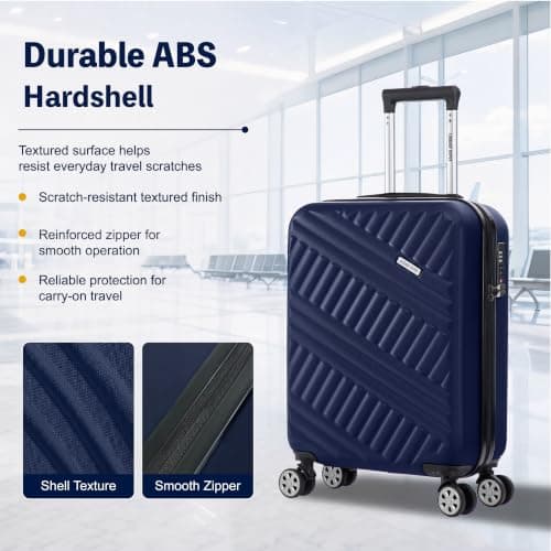 Luggage Depot Hand Luggage, 55x38x20cm Carry On with TSA Lock, Navy Blue — view 3