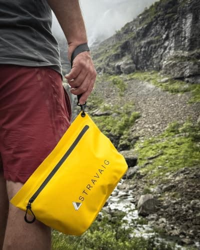 Stravaig Zip Bag – Small Water Resistant Trinkie Bag, Dry Bag & Accessories Holder | 500D PVC Pouch with spashproof Zip for Swimming, Travel | Secure Water-Resistant Bags (Yellow) — view 5