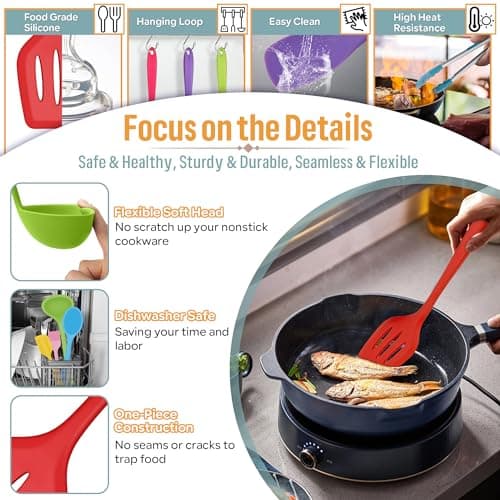 Onader 12Pcs Kitchen Utensil Set, Silicone Cooking Utensils with Holder — view 3