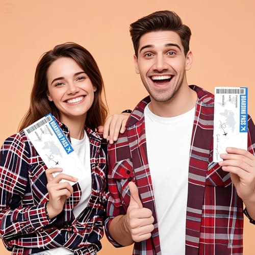 CAMOSE 2pc Romantic Travel Surprise Ticket Scratch Off Envelopes Set - Personalised Flight Ticket & Boarding Pass for Adventure Trip Reveal, Holiday Scratch Card Gift with Ticket Design — view 4