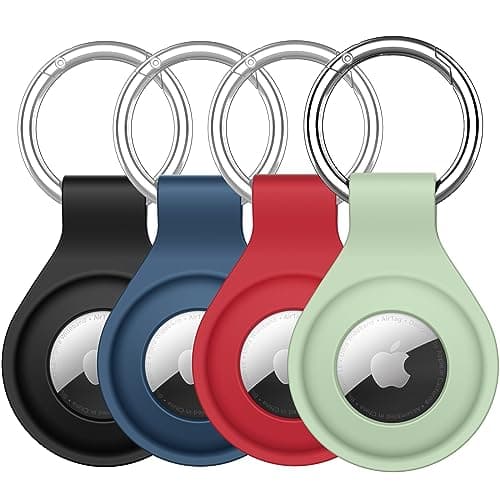 JETech Silicone Case for AirTag 2/1, Black/Red/Navy Blue/Matcha Green