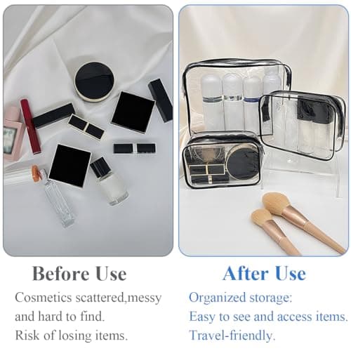 XianXiKaiTech 4-Pack Clear Toiletry Bag TSA Approved PVC Waterproof Travel Makeup Wash Cosmetic Bags for Family, Men, Women (Large, Medium, Small, Minimum Size). — view 6