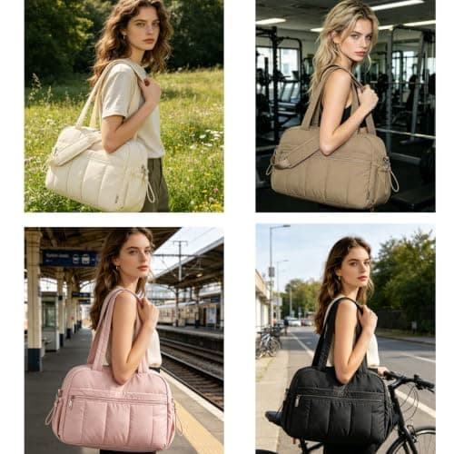 Womens Gym Bag Lightweight Weekend Overnight Bag with Wet Pocket, EasyJet Underseat Cabin Bags Ryanair Carry On, Travel Duffle Bags for Sports, Shopping (Beige) — view 6