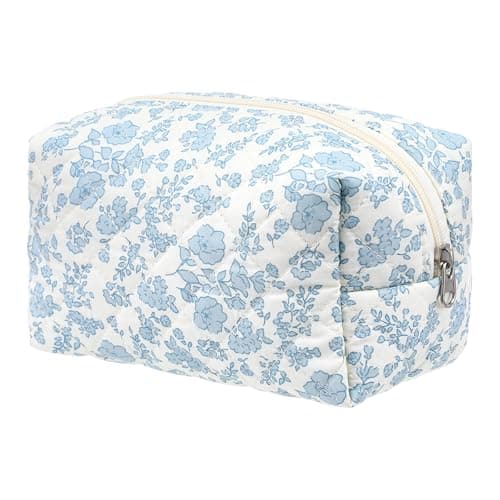 XLIUAX Floral Makeup Bag, Cute Aesthetic Cosmetic Bag, Portable Travel Bags