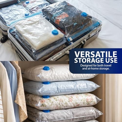 Right Pack Vacuum Storage Bags 12 Pack | Vacuum Storage Bags for Clothes | Airtight & Reusable Vacuum Bags | Space Saving Bags for Clothes, Pillows & More | Large 50 x 70 CM — view 6
