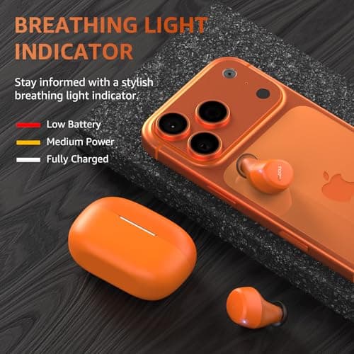 TOZO A1 Wireless Earbuds, Bluetooth 5.3 Earphones, Support APP EQ Setting, 32H Long Playtime, Ear Buds with HiFi Stereo Sound, Light-Weight Wireless Earphones, IPX5 Waterproof(Orange) — view 3