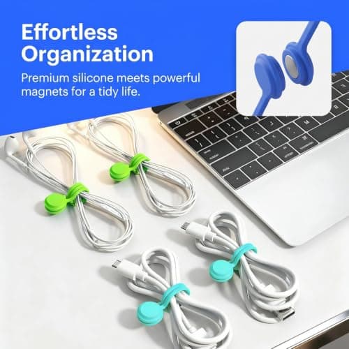 Elovara 10 Pack Reusable Magnetic Silicone Cable Ties，for Charging Cables — view 3