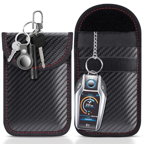 lanpard Faraday Pouch for car Keys, 2 Pack Faraday Bag, Key Signal Blocking Pouch, RFID Blocker for Keyless Entry Remote, Anti-Theft Remote Entry Keyless Protect Black,M