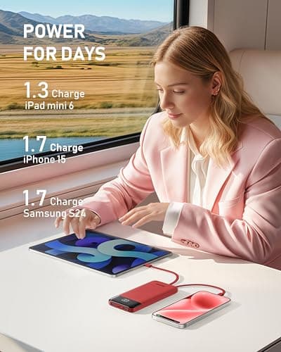 Charmast Portable Charger, 10000mAh Power Bank with Built in 4 Cables — view 6