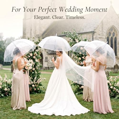 Hestya 20 Pack 37.4 Inch Clear Umbrellas for Wedding Semi-automatic Handle — view 6
