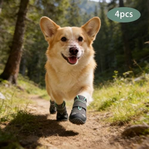 Dog Shoes 4 Pack with Reflective Straps, Rubber Sole, Waterproof Toe — view 3