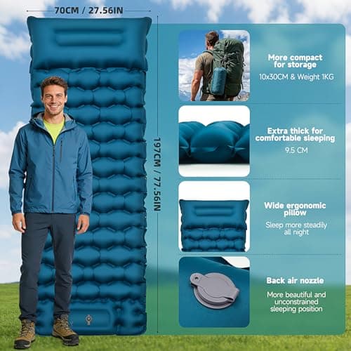 Camping Sleeping Pad Self Inflating 9.5CM Thick Sleeping Mattress Single — view 3