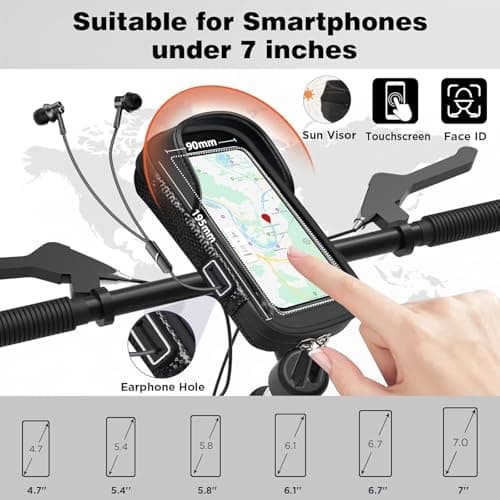 selling united Waterproof Bike Phone Mount, 360° Rotation Handlebar Holder with Rain Cover, Compatible with Smartphones up to 7 inches, Touchscreen Compatible — view 4