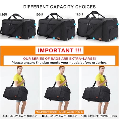 Urtala Travel Duffel Bag for Men & Women, with Shoe Compartment, 100L — view 5