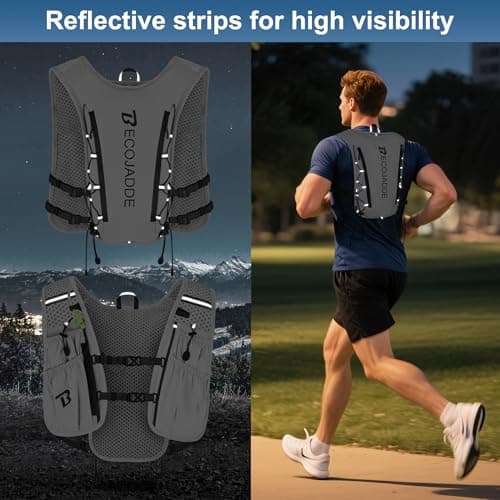 BECOJADDE Running Vest Women 5L Hydration Backpack Lightweight for Mens Womens, Running Backpack Hydration Pack for Marathon, Trail, Cycling, Hiking, Jogging, White — view 5
