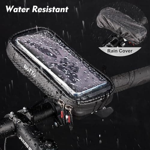 ROTTO Bike Phone Holder Bag Waterproof Bicycle Motorbike Handlebar Phone Bag Mount 360°Rotation for Phones Up to 7" — view 4