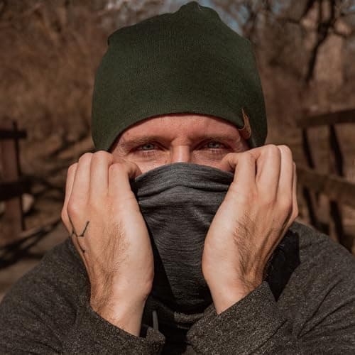 ACUSHLA Merino Wool Neck Gaiter, Ski Mask Neck Warmer Unisex, Dark Grey — view 2