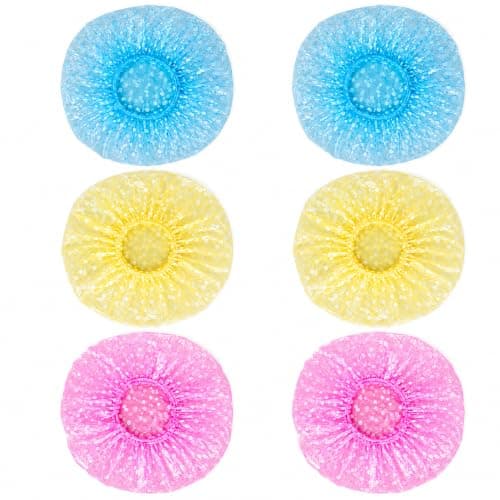 Shower Caps for Women & Reusable Bath Cap – 28cm 6 Pack Mixed Colours