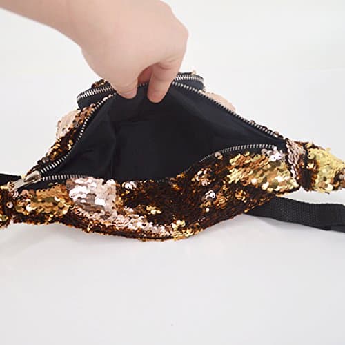 LA HUATE Women's Sparkly Sequin Fanny Packs Glitter Waist Bag Adjustble Buckle Belt Bag Shiny Bum Bag Sling Shoulder Chest Bag — view 3