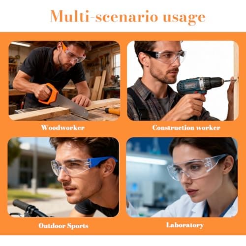 BIRDDIE 10-Pack Safety Glasses, Anti-Fog Goggles Clear Bulk Safety Eyewear — view 5