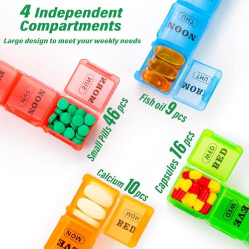 Yaklim Weekly Tablet Organiser 7 Day 4 Times a Day, Large Pill Box — view 2