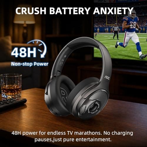 AOC Wireless Headphones for TV, TV Headphones Wireless 48Hrs Audio Playtime — view 3