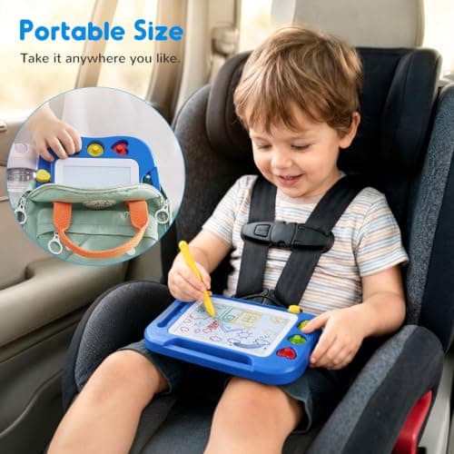 SGILE Toddler Toys for Kids, Toys for 1 2 3 Year Old Girls Boys, Magnetic Drawing Board for Birthday Gift, Etch & Sketch Pad with 3 Stamps, Learning and Educational, Blue — view 5