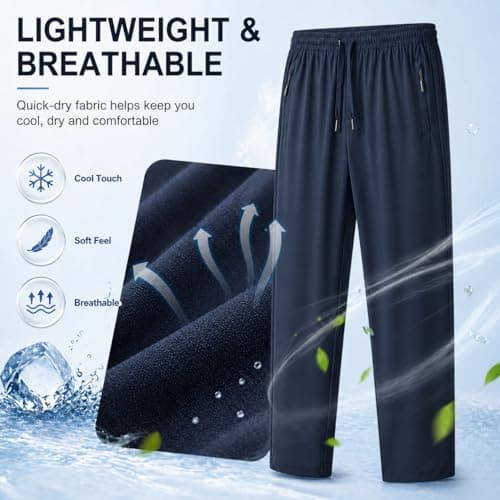 Fjquamitix Men's Trousers, Mens Hiking Trousers & Mens Walking Trousers for Men, Quick Dry Stretch Lightweight Outdoor Trousers with Zip Pockets (UK, Numeric, 30, Regular, Regular, Navy-Blue) — view 6