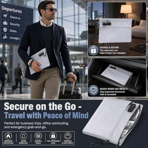 Fireproof Document Bag with Lock Waterproof Protection Document Safe Holder — view 4