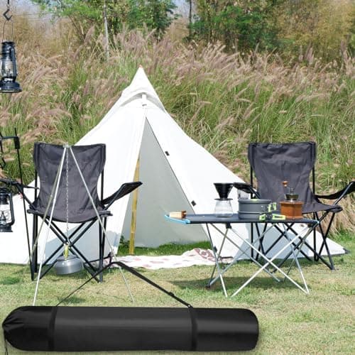 PATIKIL 46 Inch Camp Chair Replacement Bag, 2 Pack 210D Oxford Folding Chair With Shoulder Strap Storage for Outdoor Camping Travel, Black — view 5