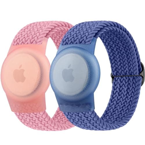 Kids Bracelet for Airtag Straps, Soft Nylon Elastic Wrist Strap for Air-Tag, Stretchy Adjustable Band for Airtag Holder Child Boys Girls