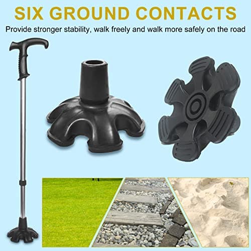 ACHANFLY Walking Stick Rubber Ferrules Standing Cane Tip 19 mm 6 Point Support Rubber Cane Tip Non-Slip Self Standing Support Base Foot Pad Replacement Cane Crutch Pad for Walking Sticks and Canes — view 3
