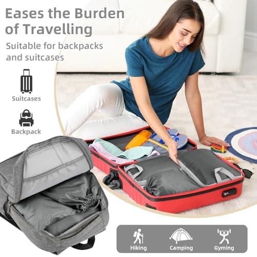 Compression Packing Cubes, Travel Storage Bag, Suitcase Organizer Bags, Carry On Luggage (Grey, Set of 7) — view 5