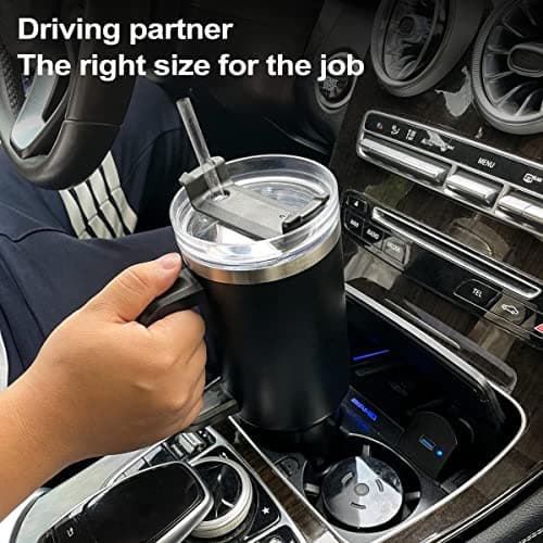 cotton yangda mebiusyhc 40oz Stainless Steel Vacuum Insulated Cup Double Wall Travel Flask Car Coffee Mug Tumbler with Straw with Handle for Hot Iced Coffee, Blue — view 6