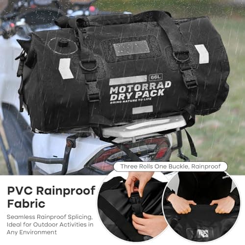 Snnozy 66L Motorbike Saddle Bag,Motorcycle Travel Luggage with 4 Strap — view 3