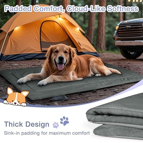 Pawsee Waterproof Portable Dog Settle Mat, 80 x 60 CM Foldable Dog Travel Mat, Washable Camping Dog Bed for Car Boot, Small Roll Up Pet Mat, Grey — view 5