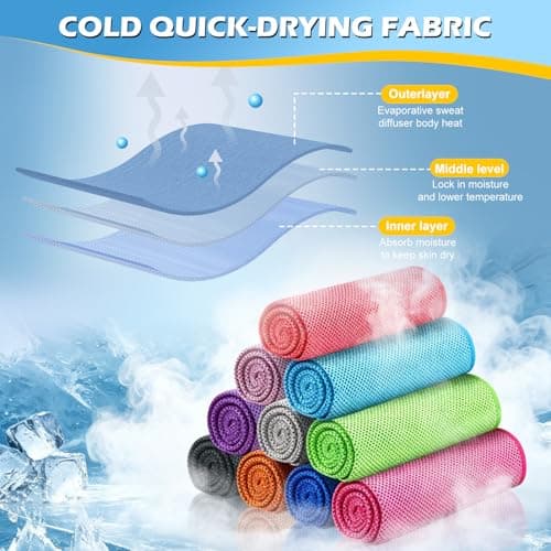 Bulr 10 Pack Cooling Towel,Ice Towel Cooling Towels for Neck and Face Microfiber Cooling Towel for Gym,Yoga,Camping,Running,Fitness,Workout & More Activities(40"x12") — view 3